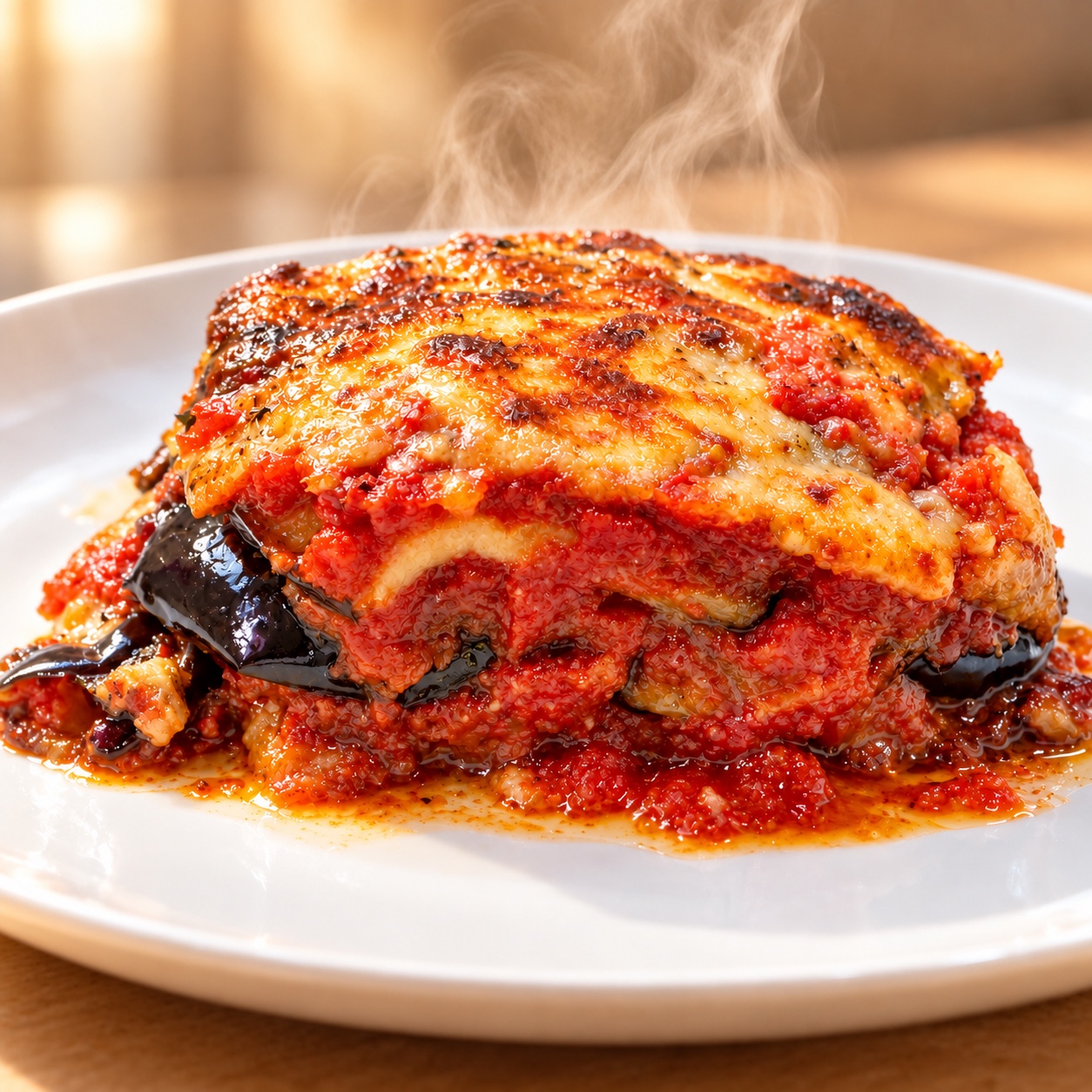 Aubergines parmigiana : aubergines, sauce tomate et gratin doré